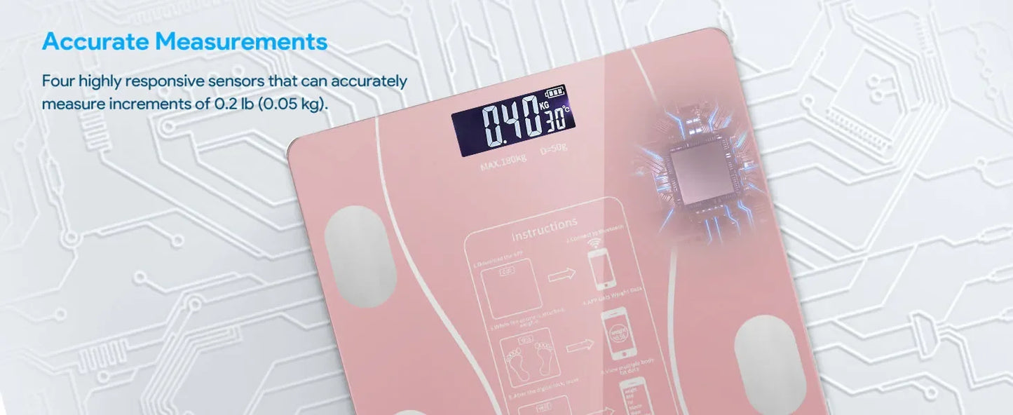 Digital and Practical Body Weight Scale with Smartphone App, Bathroom Scale with Led Display